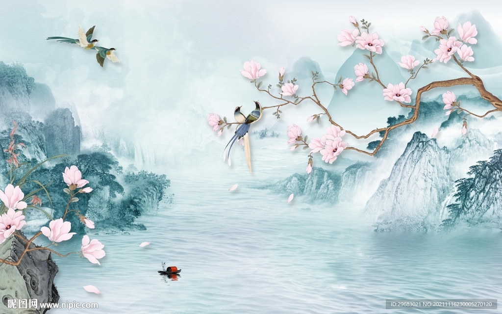 花鸟现代意境山水 tif文件