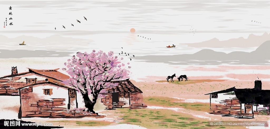 水墨江南山水画