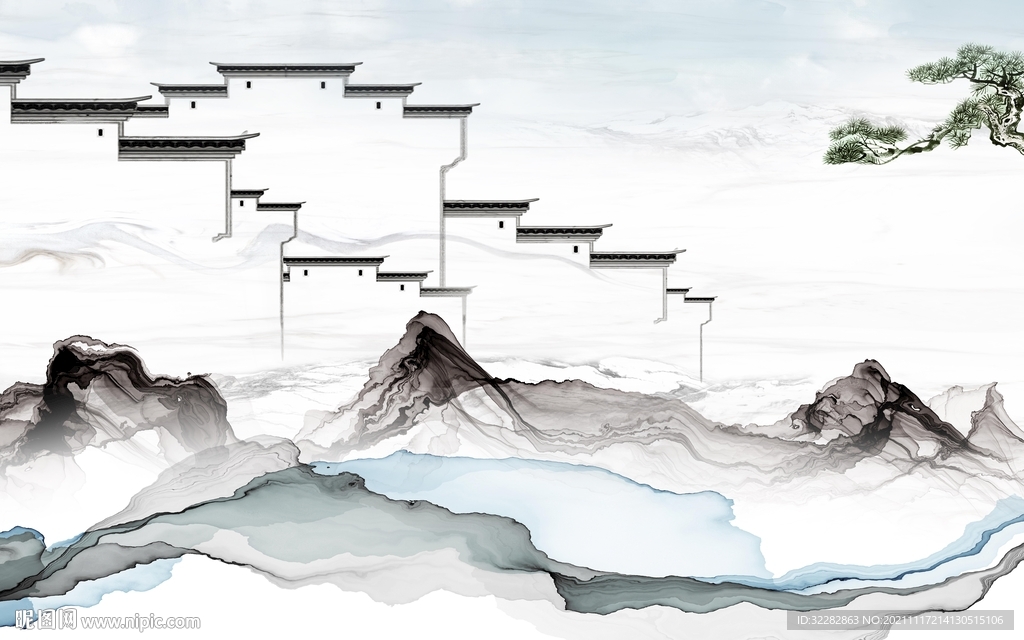 徽派 新款风景山水 TIF分层