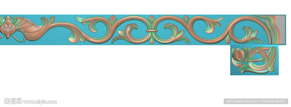 蝙蝠长方形古建洋花莲花精雕图