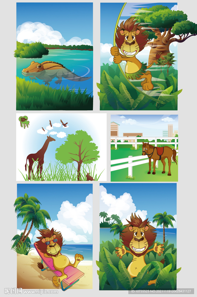 AI矢量森林动物插画