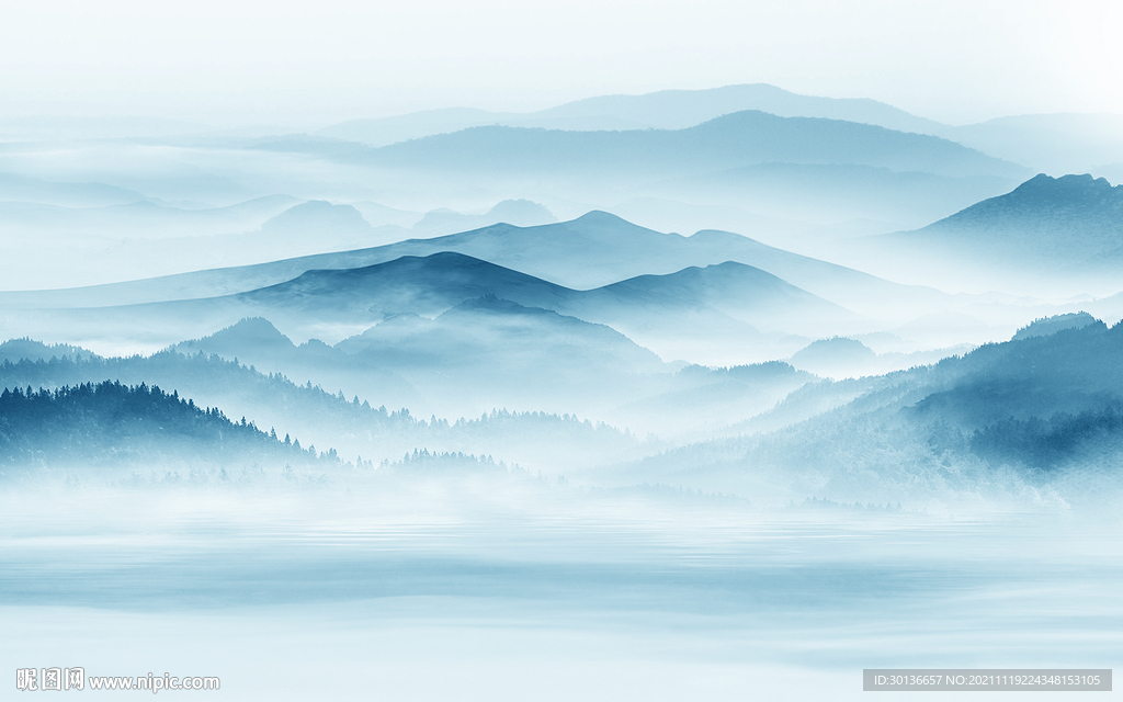 意境山水背景墙画 TIF分层