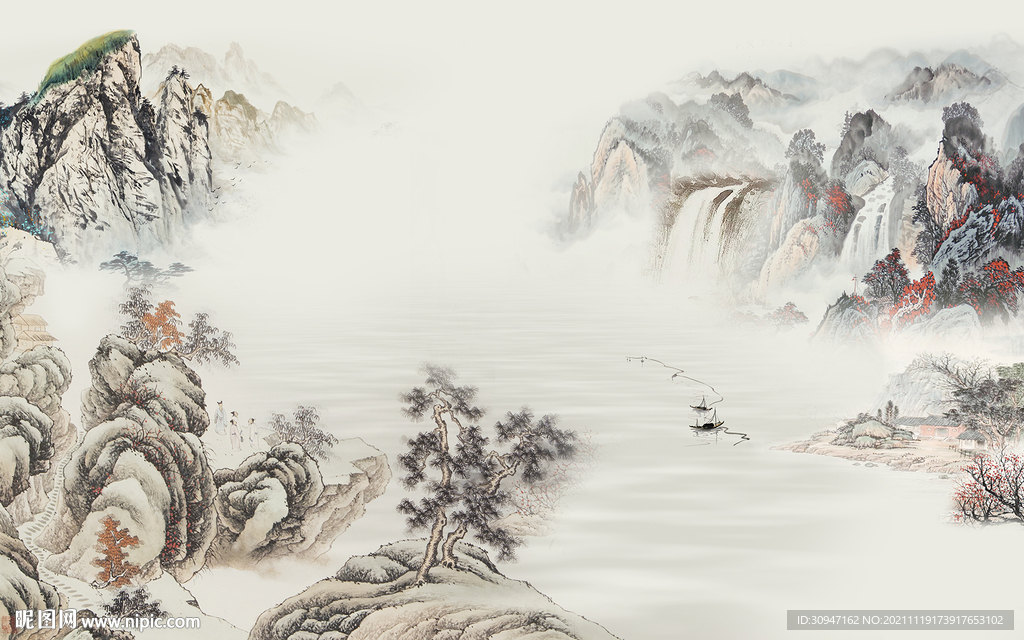 国画客厅新款山水 TIF分层