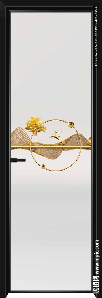 高清分层透明底平开门玻打印图