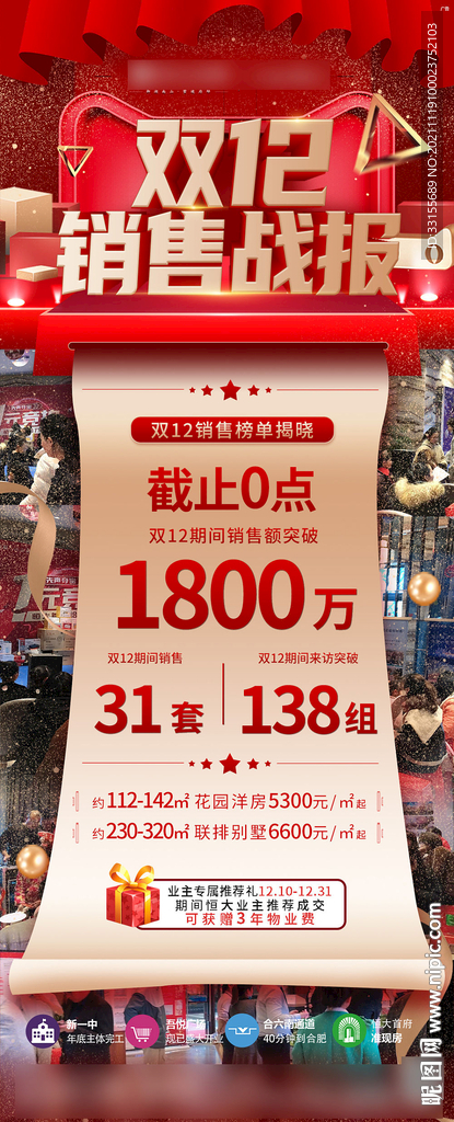 双12销售战报业绩喜报热销海报
