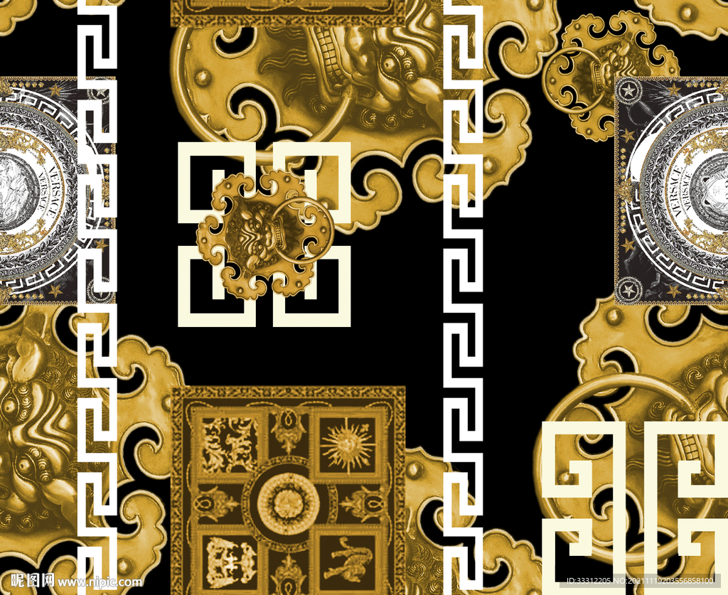 大牌男装 底纹 狮子头    