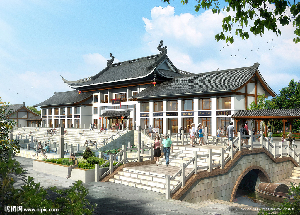 中式古镇风情街效果图