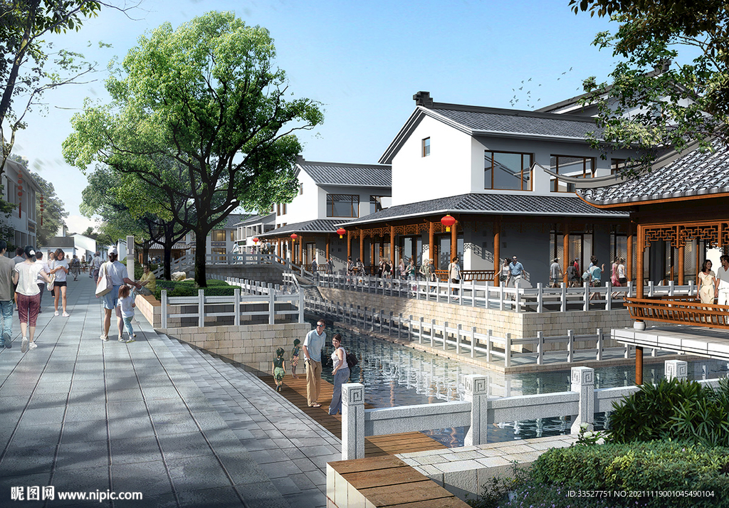 仿古水街效果图