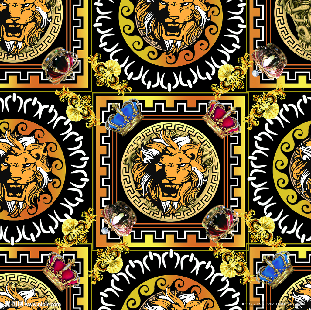 大牌男装 底纹 狮子头    