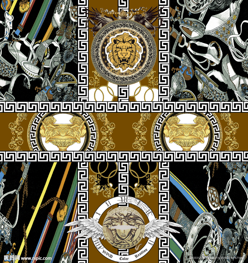 大牌男装 底纹 狮子头    