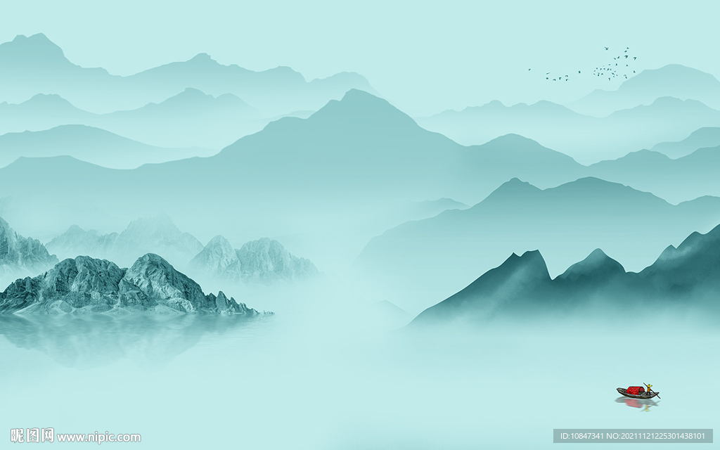 现代山水简约背景 TIF分层