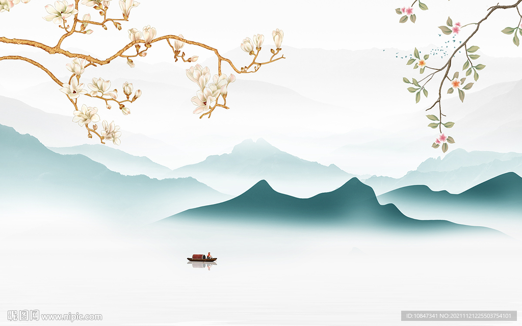 意境 山水简约背景 TIF分层