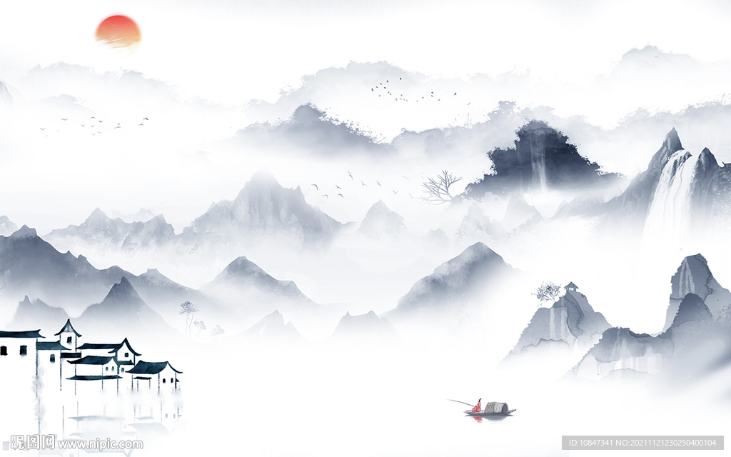 中式 山水简约背景 TIF分层