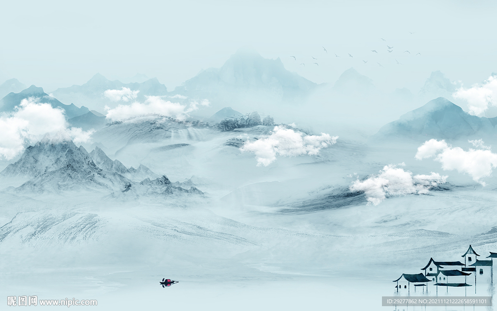 高清 山水背景新画 tif分层