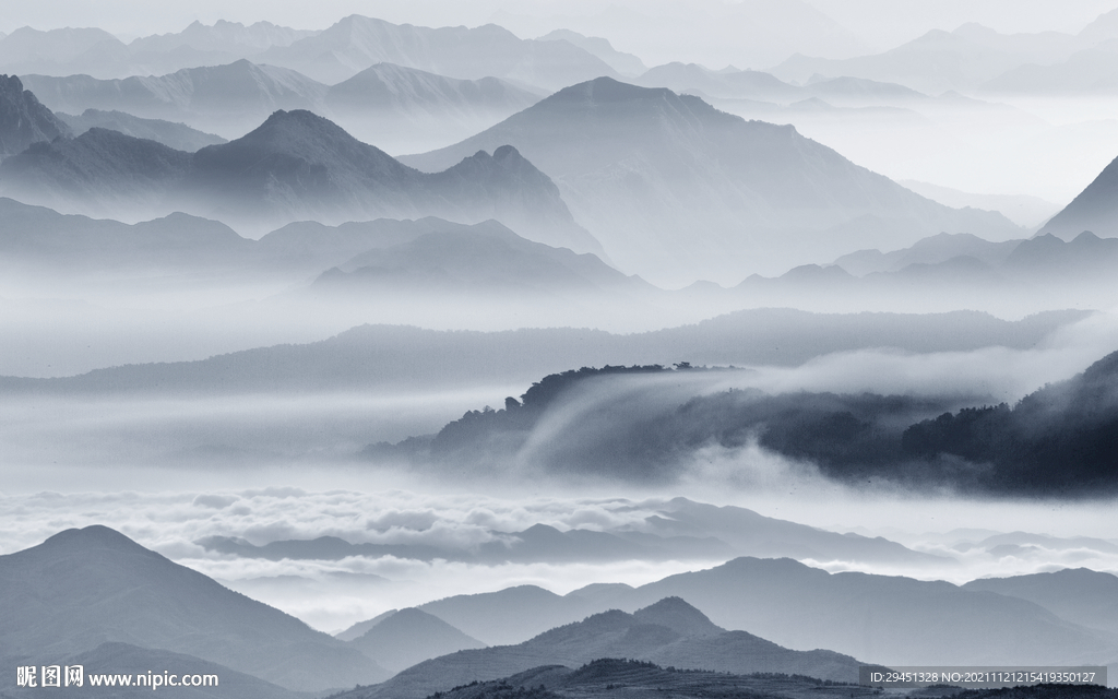 新中式高清山水背景 tif分层