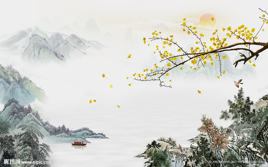 最新客厅新山水画 TIF分层