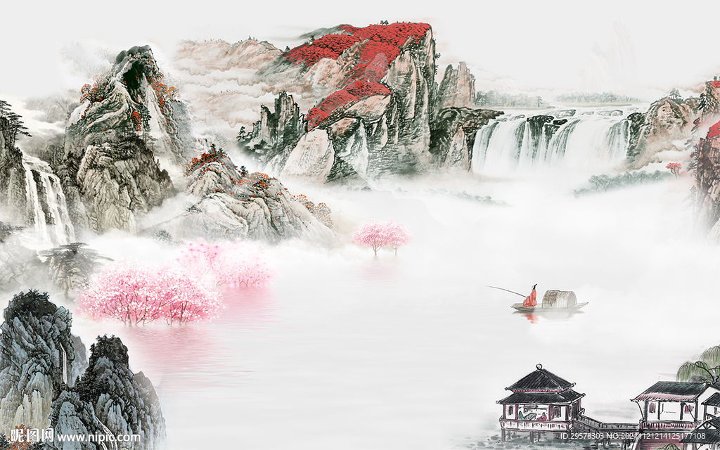 人气客厅新山水画 TIF分层