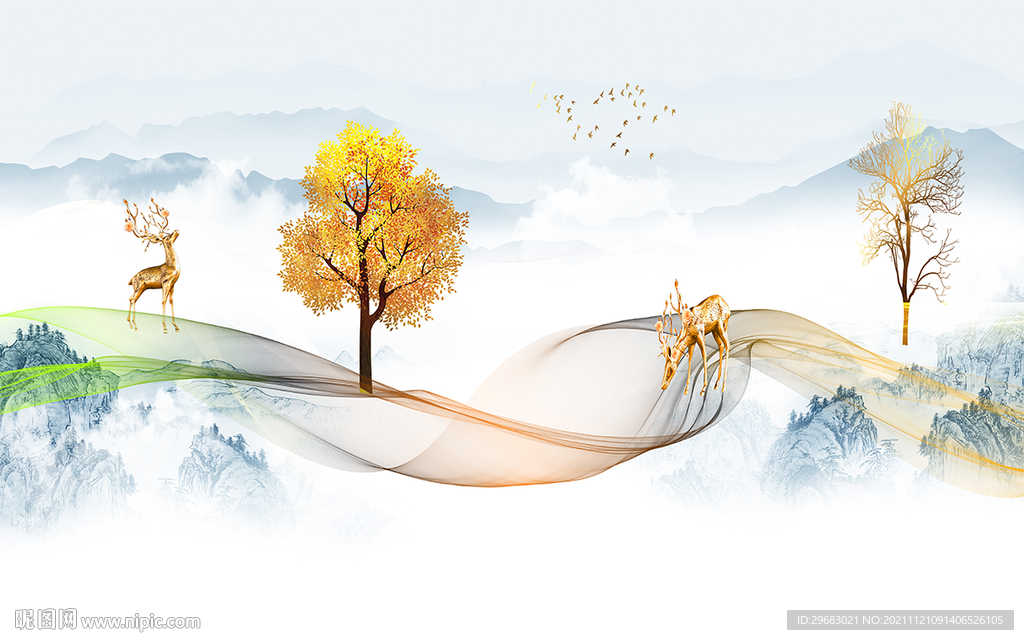 最新 现代客厅山水 TIF文件