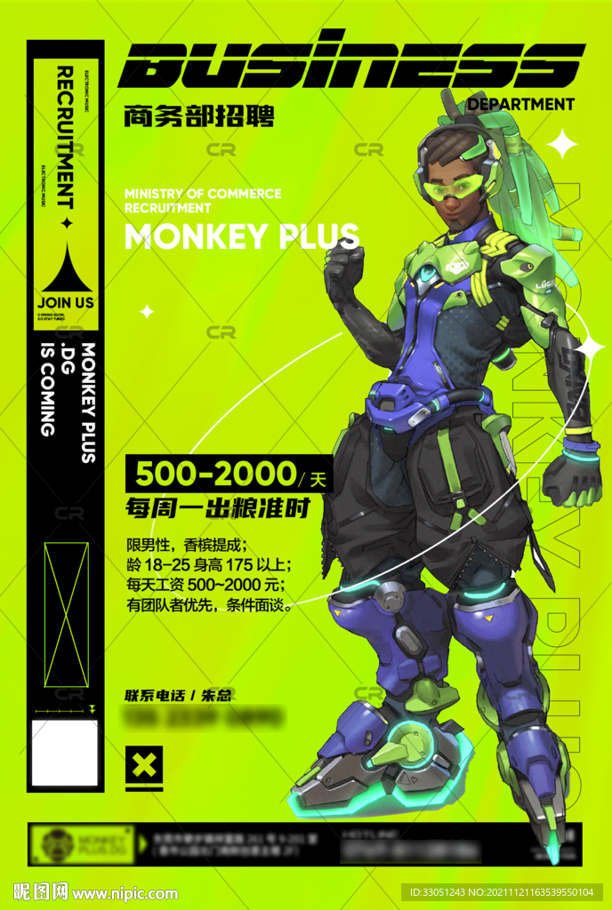 酒吧男模招聘海报