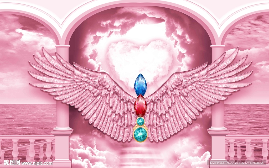 网红翅膀打卡背景墙