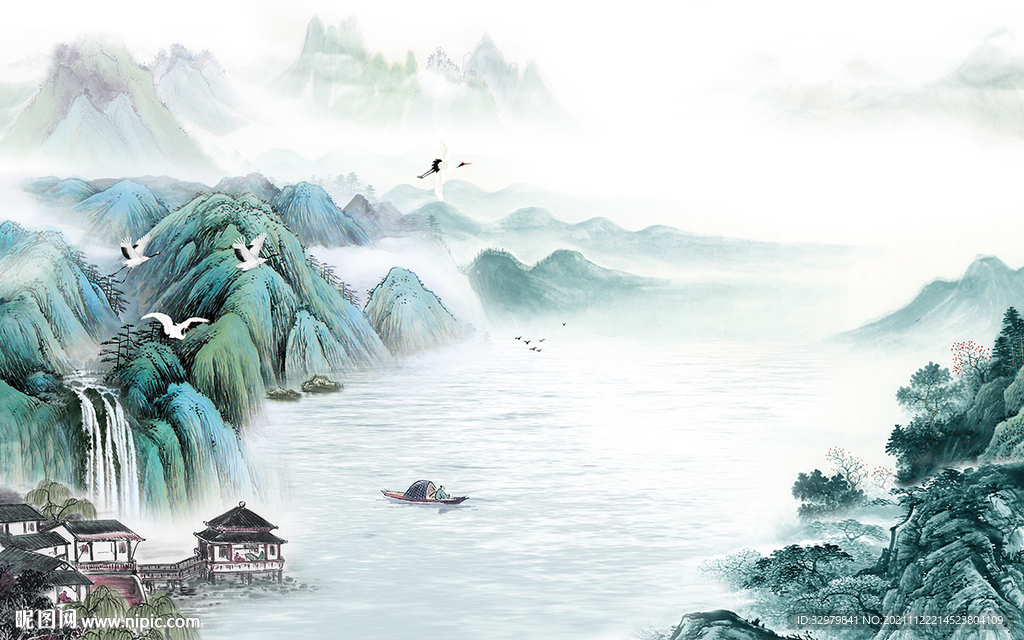 中式客厅风景山水 TIF分层