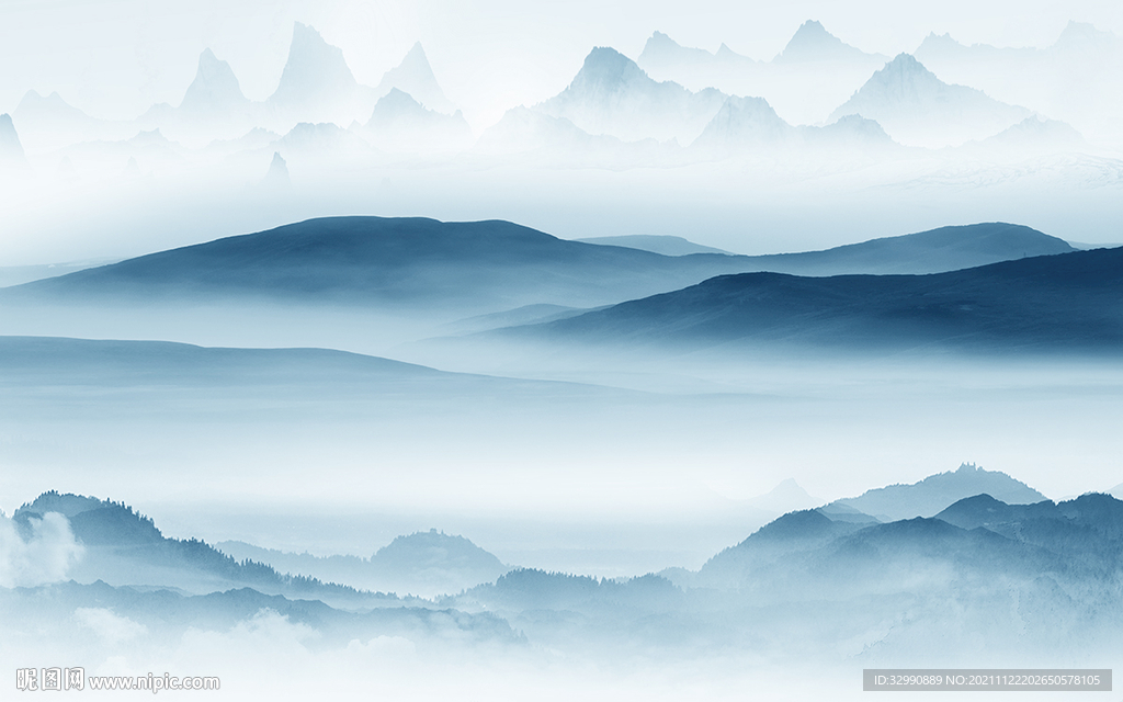 新款 别墅山水墙画 TIF分层