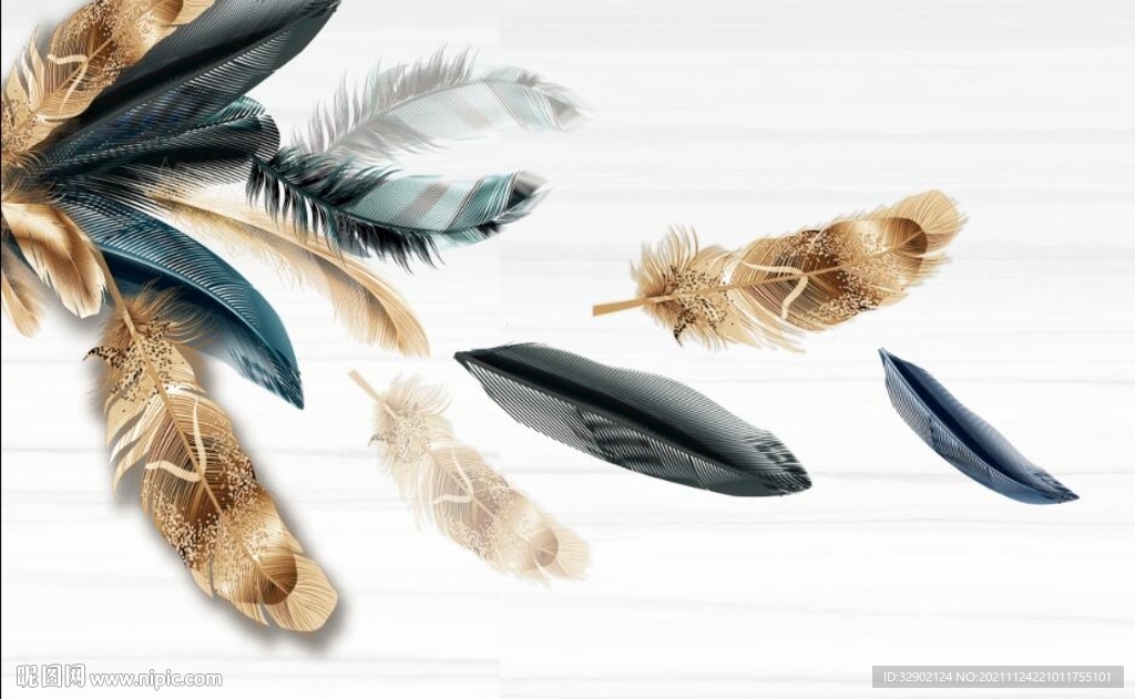 北欧羽毛简约背景墙