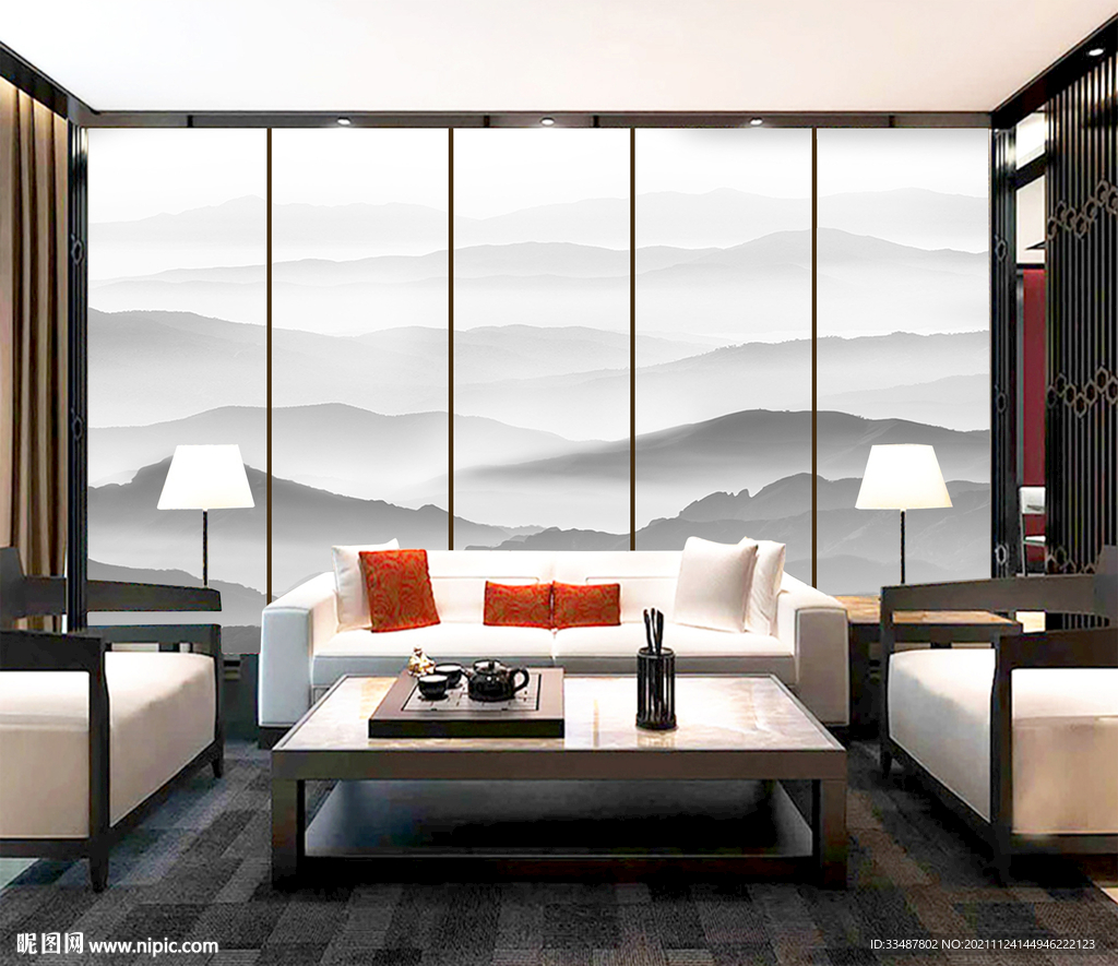 意境水墨山水画