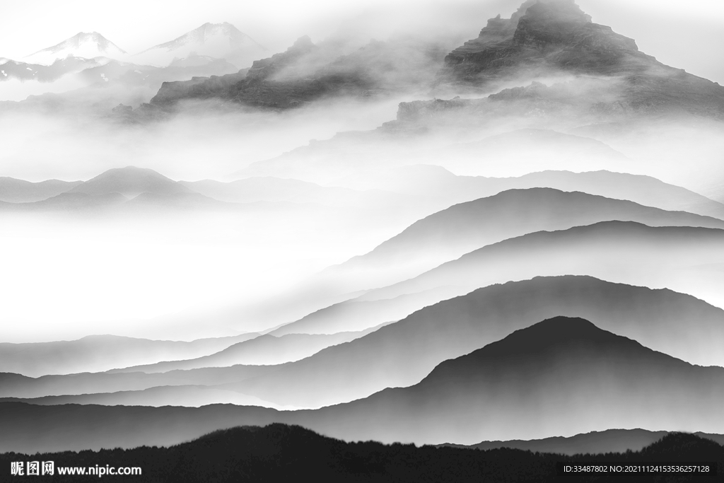 意境水墨山水画