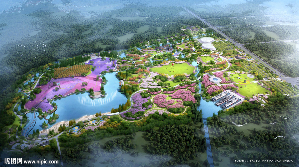 景观效果图公园效果图鸟瞰效果图