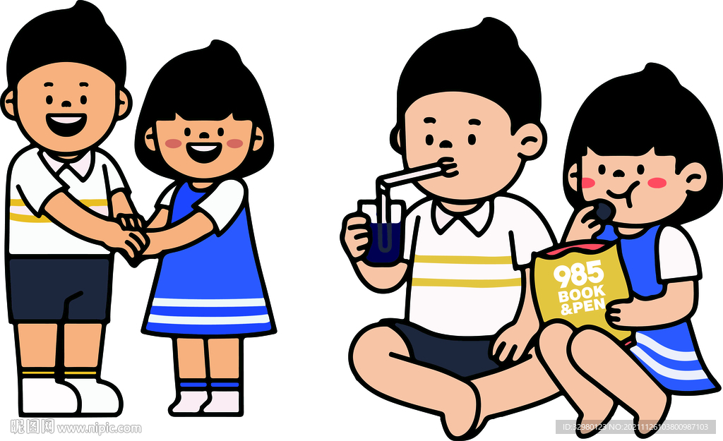 卡通 创意 男女同学