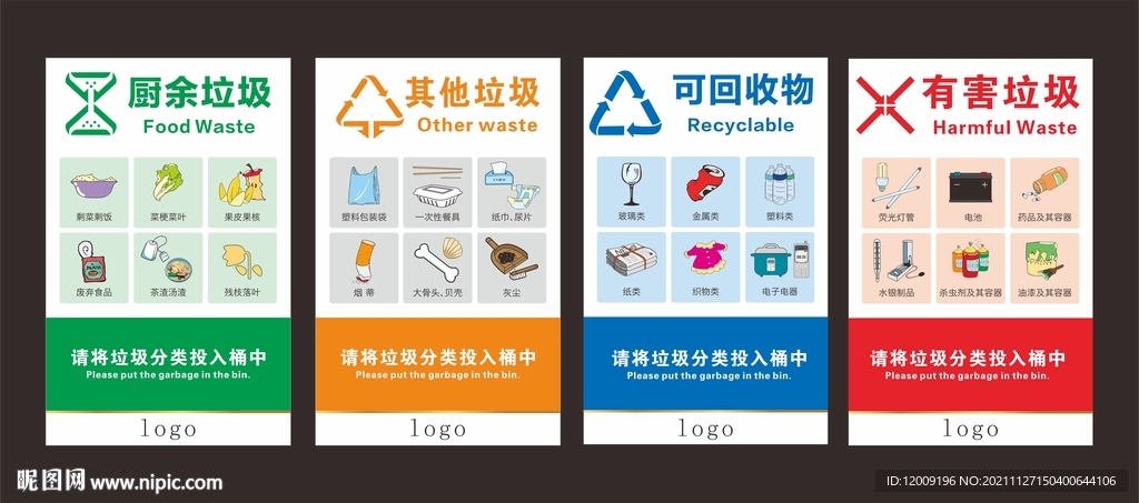 垃圾分类桶广告标识
