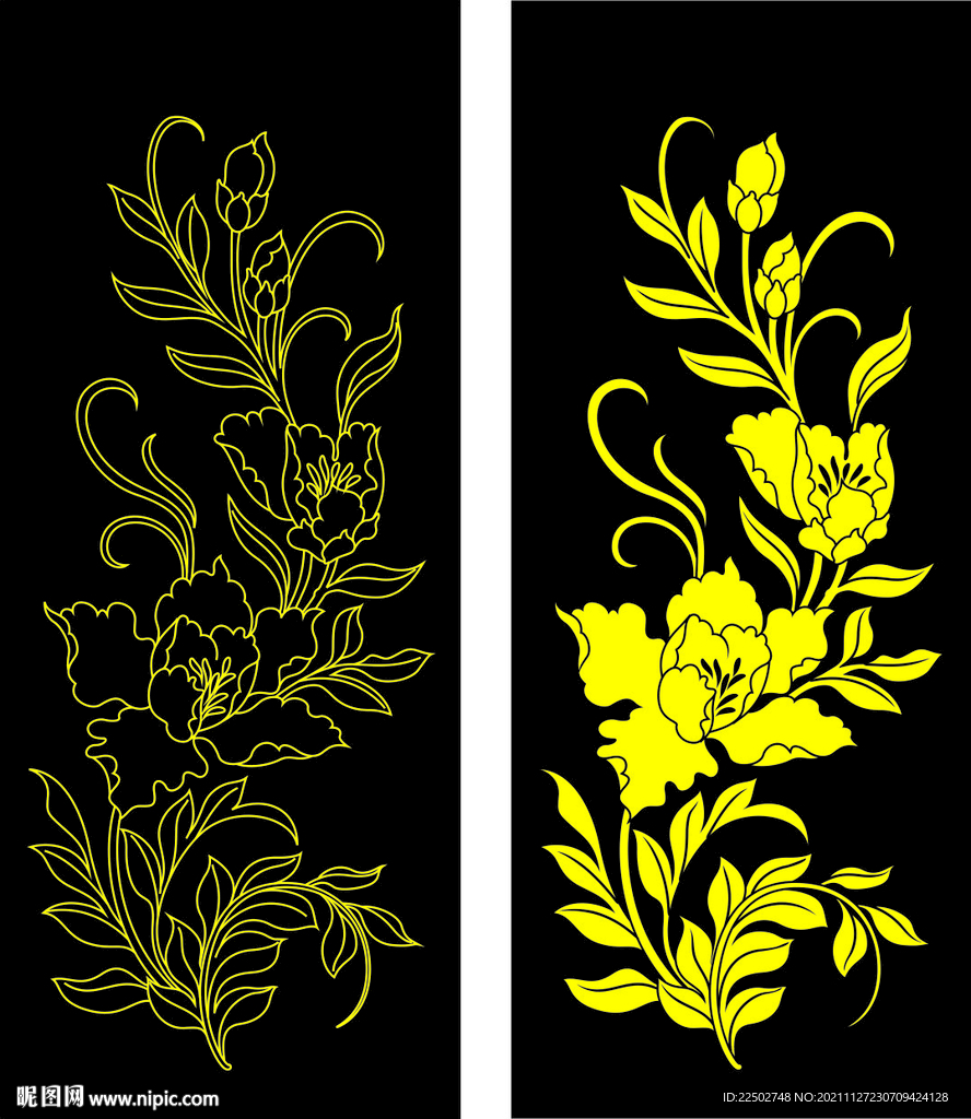 牡丹花竖幅图案