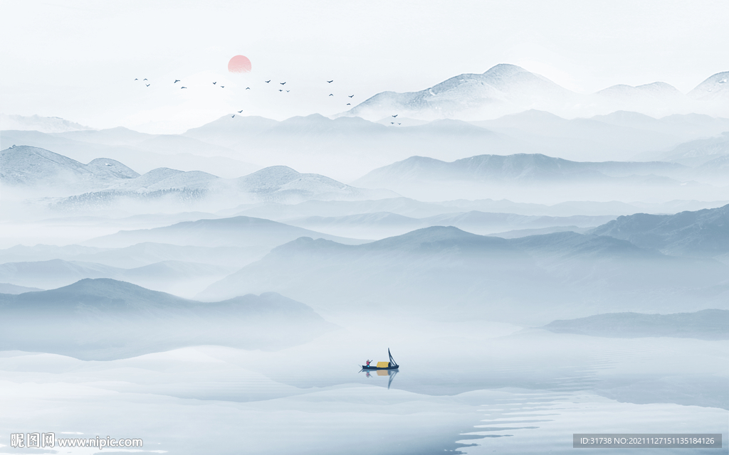 山水画电视背景墙