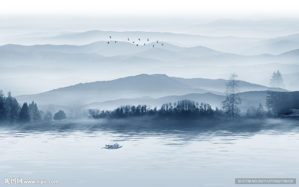 大气新中式客厅山水画