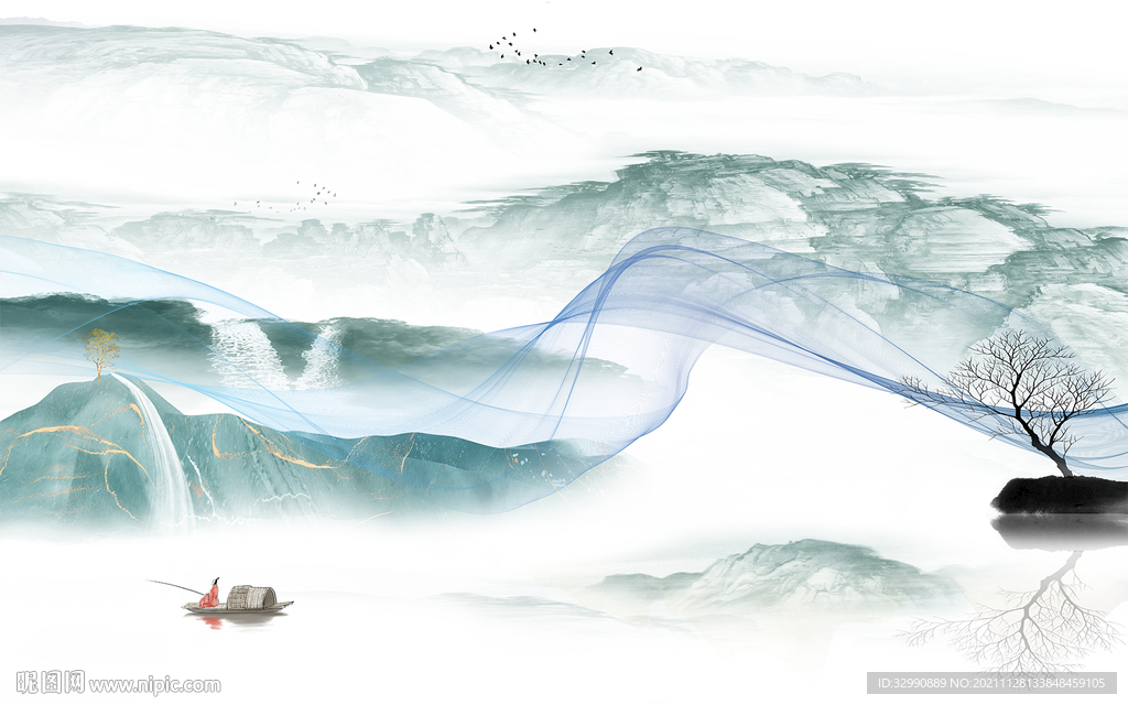 新款 简约山水墙画 TIF分层