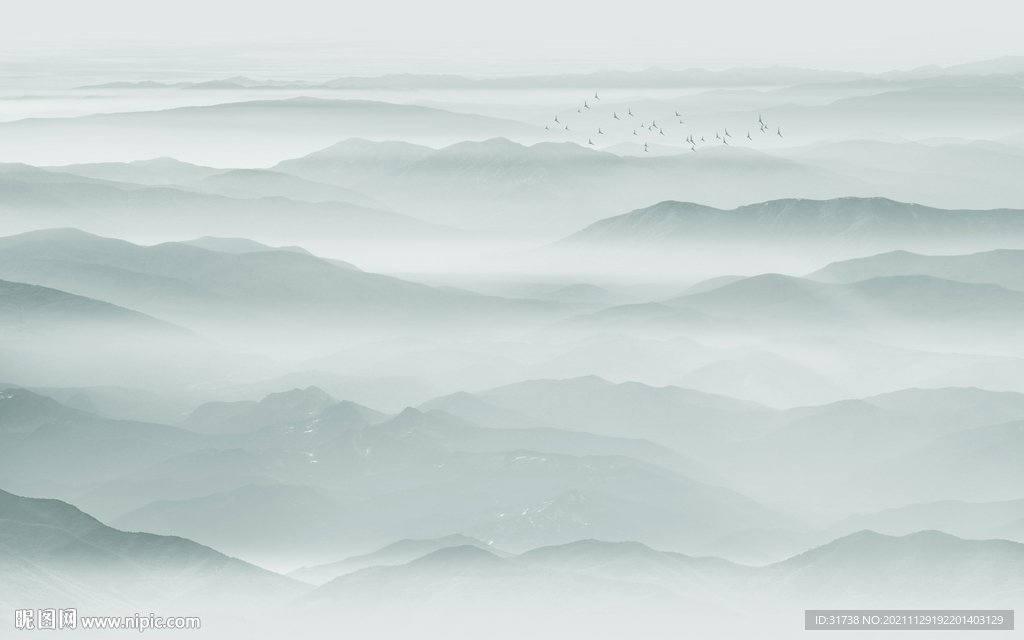 新中式山水画背景墙