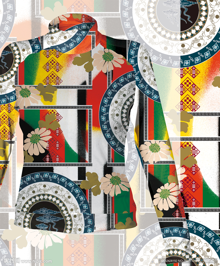 几何数码女装印花 