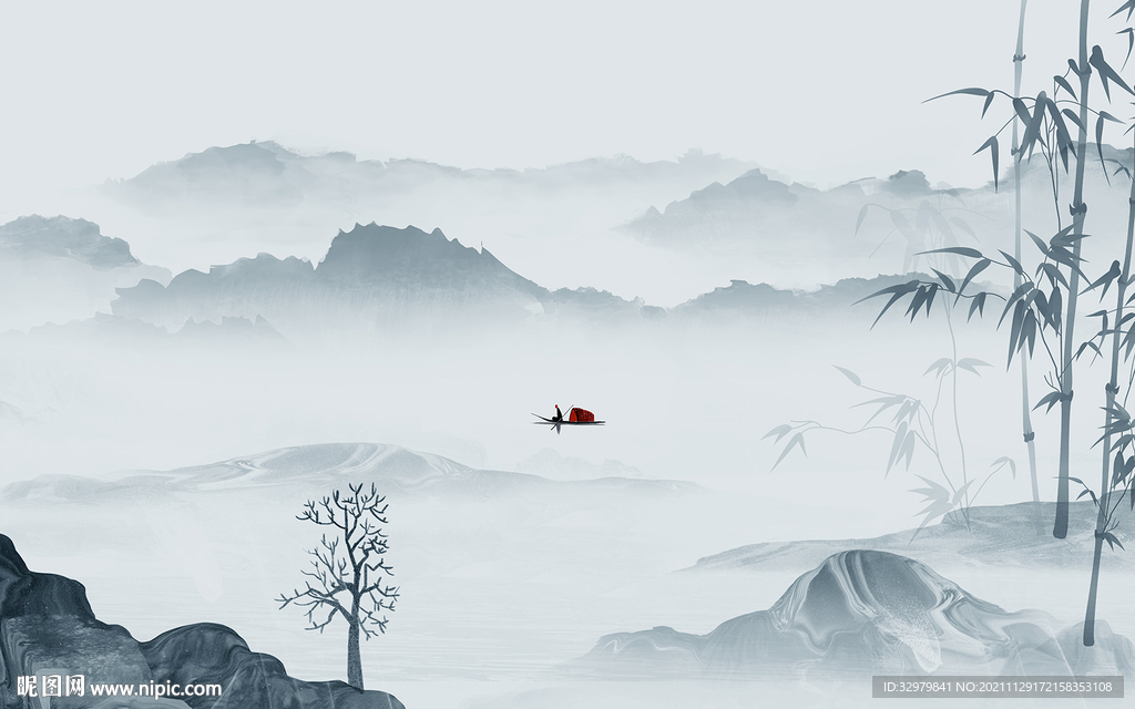 简约别墅客厅山水 TIF分层