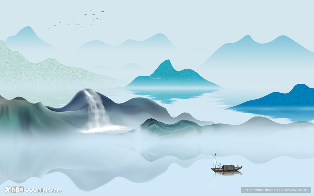 大气 别墅客厅山水 TIF分层