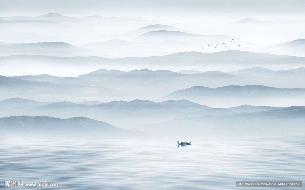 水墨山水画背景墙