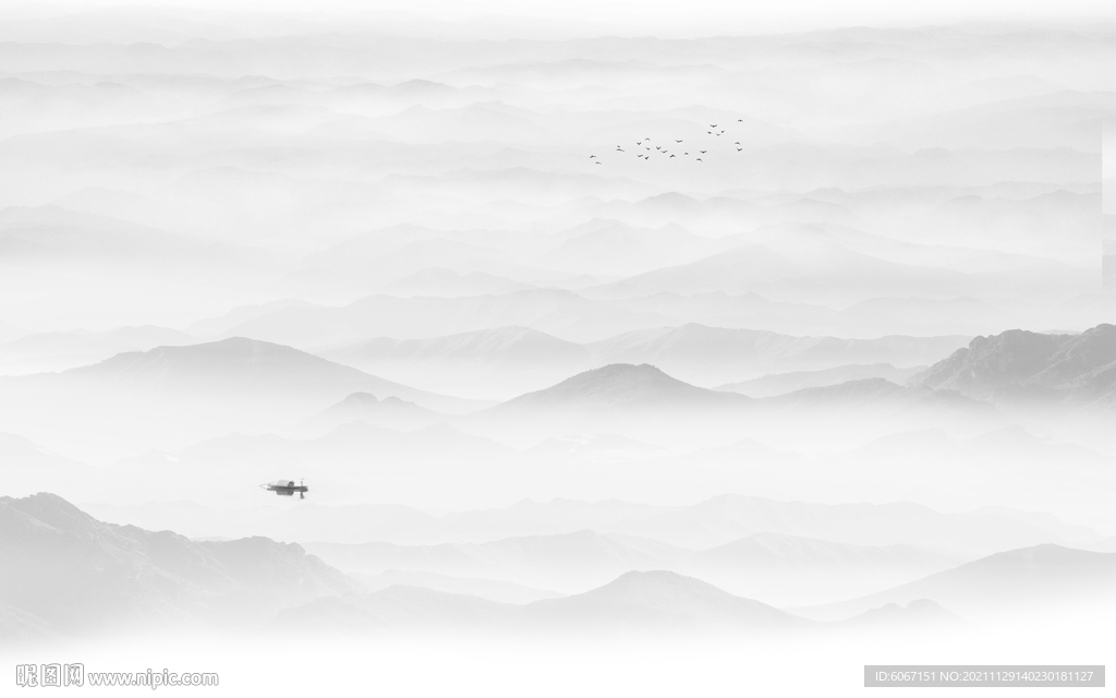 新中式水墨山水画背景墙