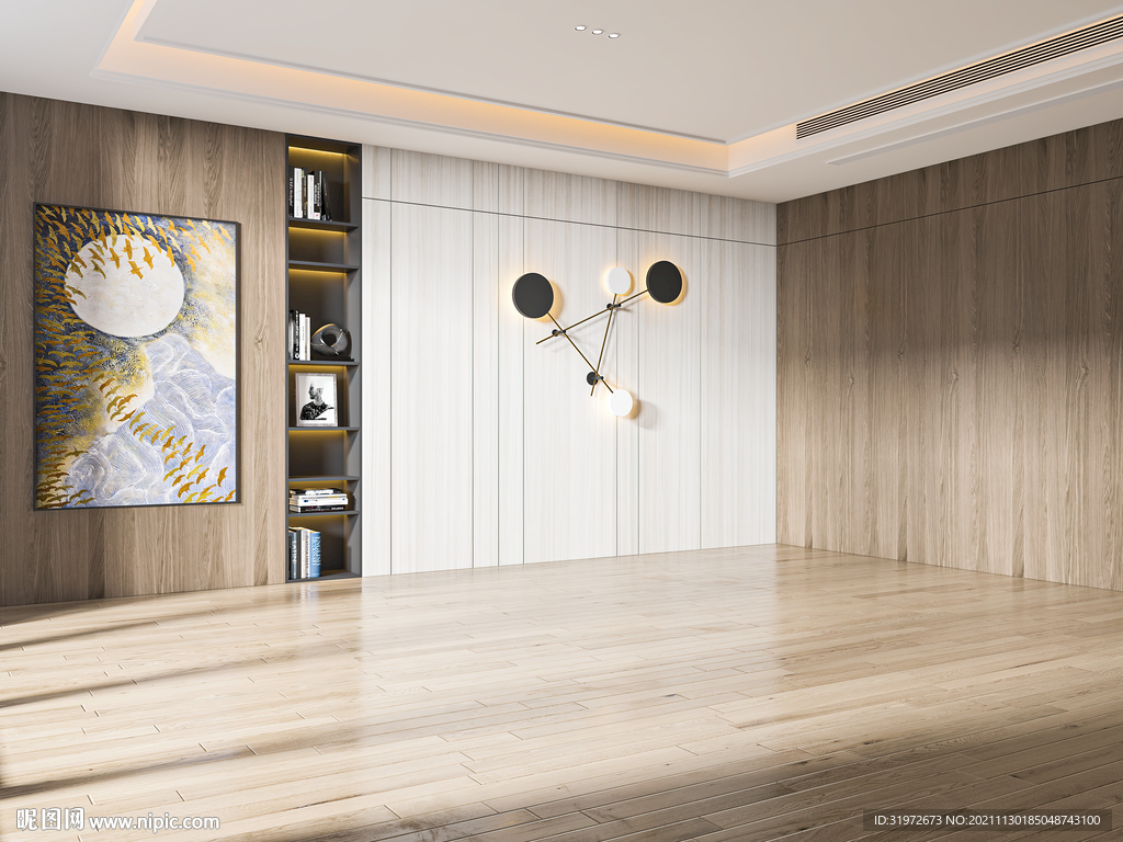 现代极简轻奢客厅空场景