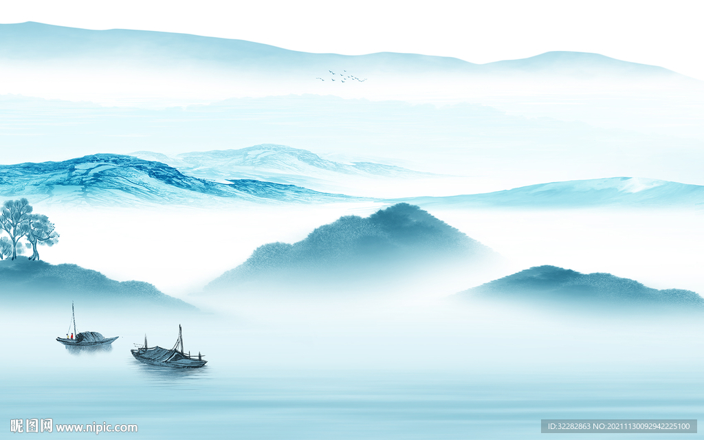 最新客厅山水 TIF分层画