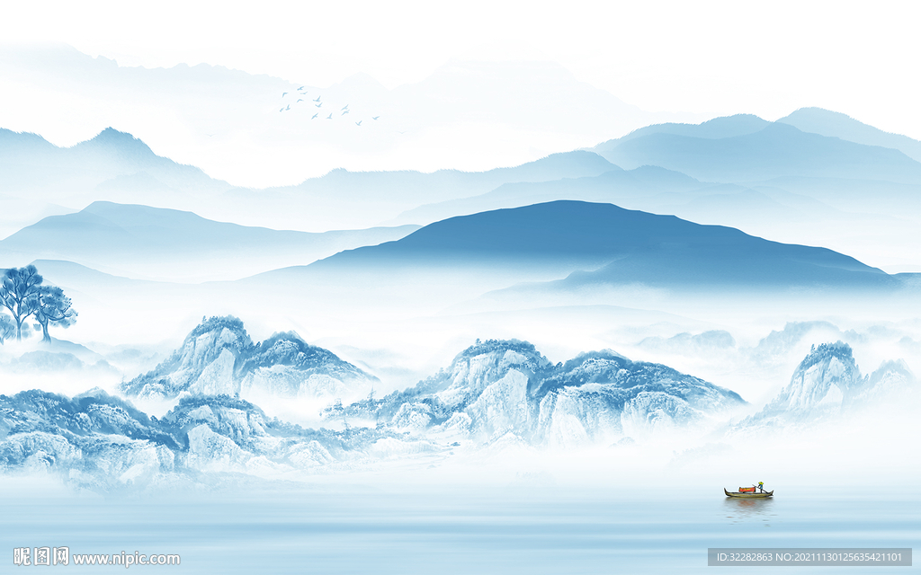 中式 新客厅山水 TIF分层画