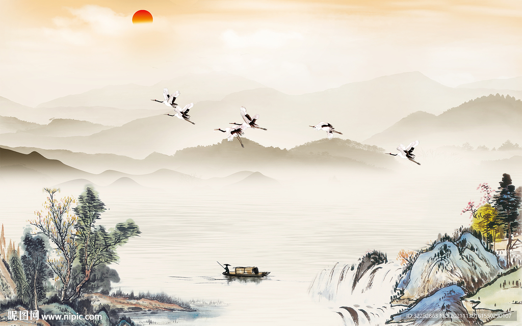 大气新客厅山水 TIF分层画