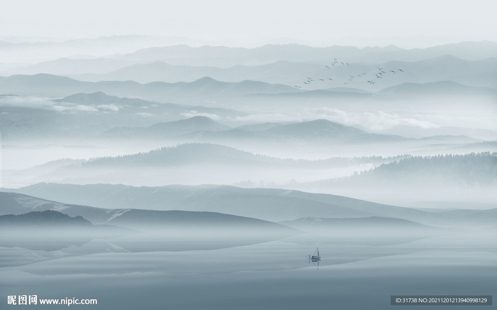 中国风意境山水背景墙