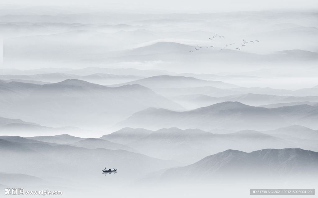 山水客厅挂画电视背景墙