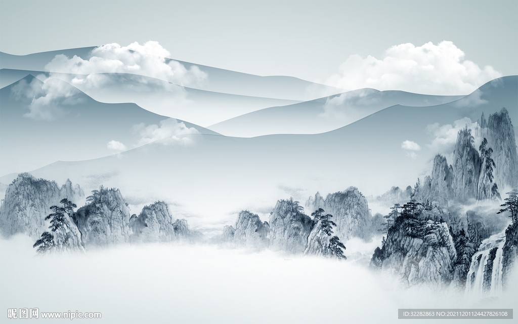 简约新客厅山水 TIF分层画