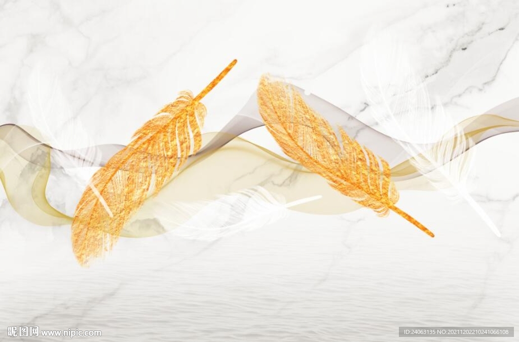 北欧爵士白羽毛背景墙